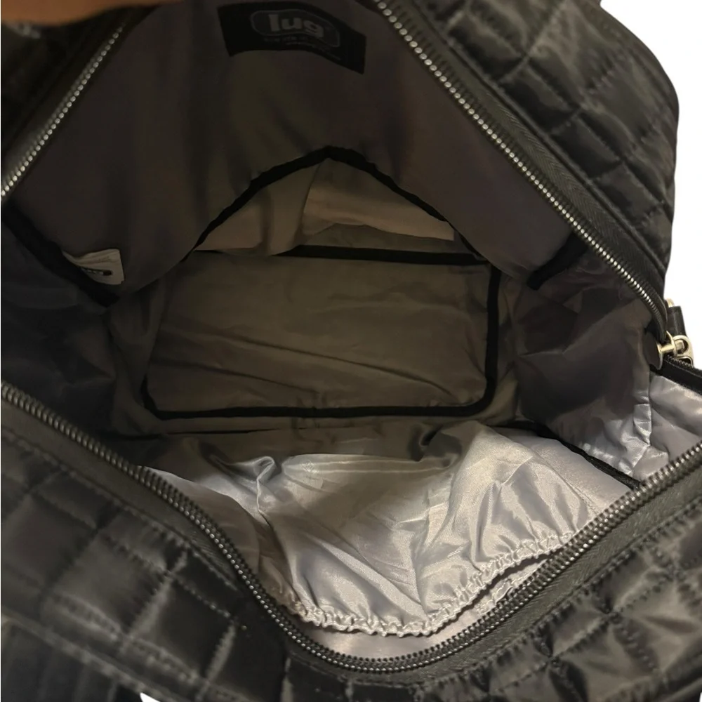 Lug Overnight Travel Gym Tote Puddle Jumper in Quilted Black - with Long Strap